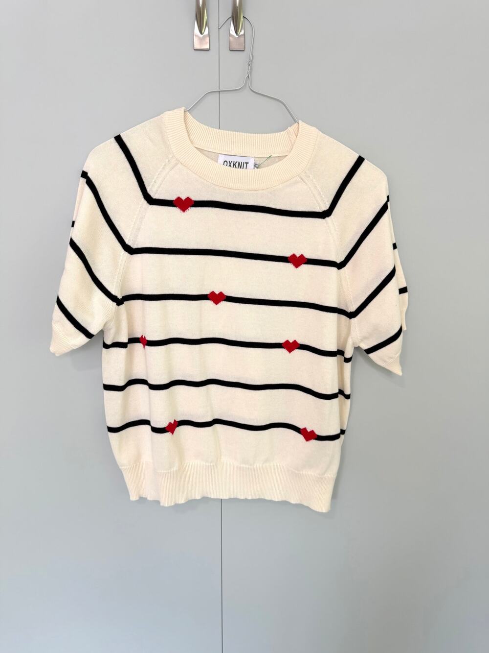 OXKNIT Women's Retro Striped Mini Stripes Cotton Sweater